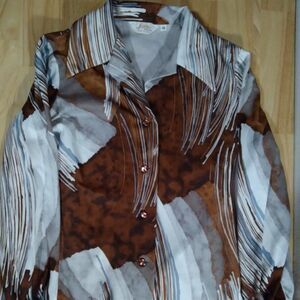 Vintage Jeanique Fashions Abstract Pattern Polyester Disco Shirt